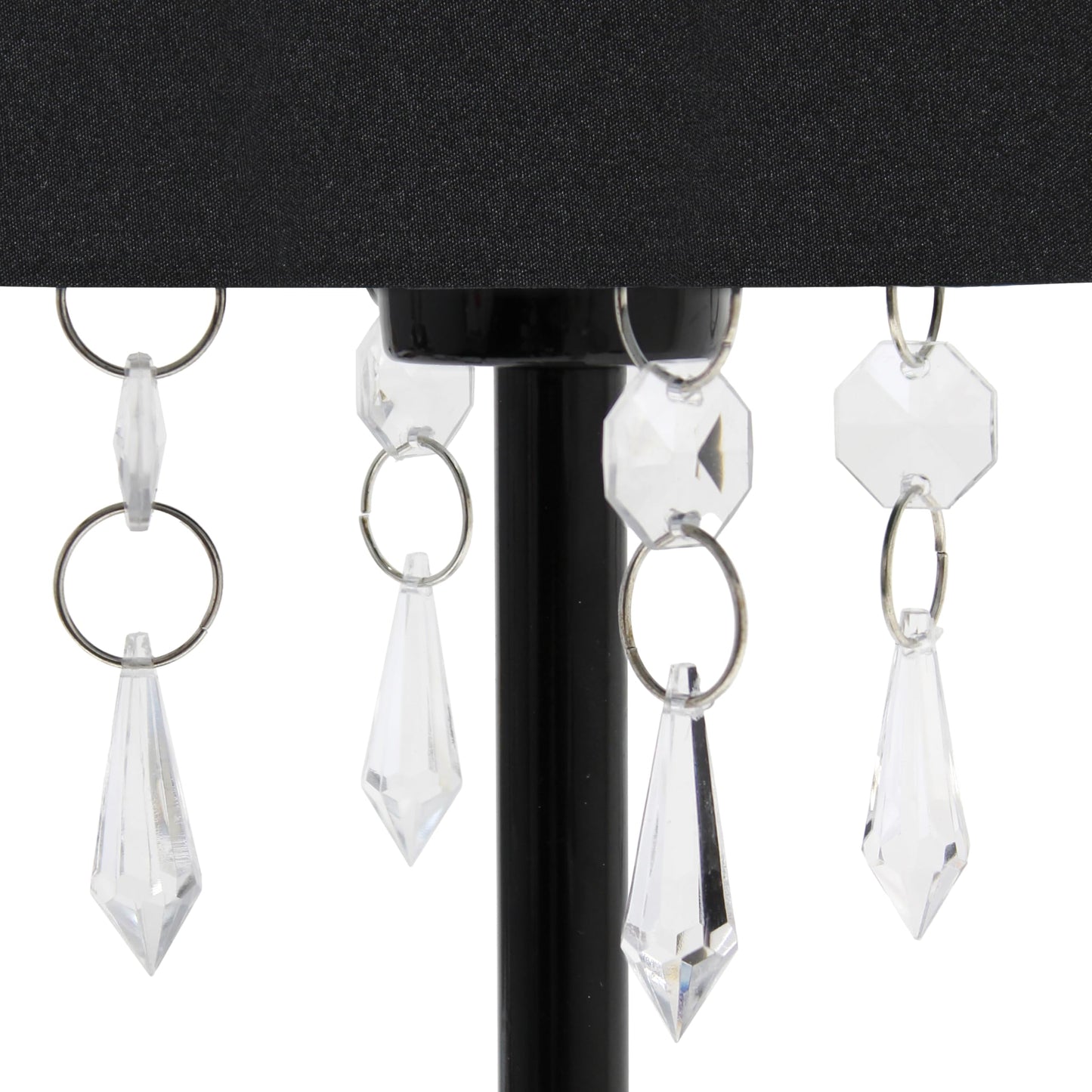 Simple Designs LT3018-BLK Table Lamp with Fabric Shade and Hanging Acrylic Beads, Black