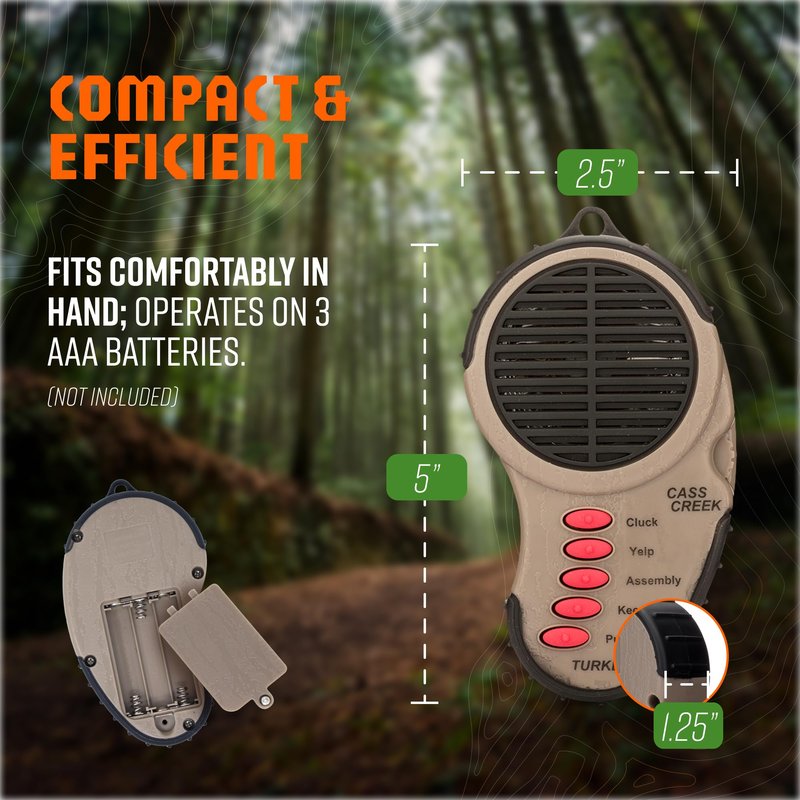 Cass Creek Ergo Electronic Turkey Call, Compact Hunting Caller with Authentic Digital Sounds, Loud and Portable Game Call for Beginners and Experts