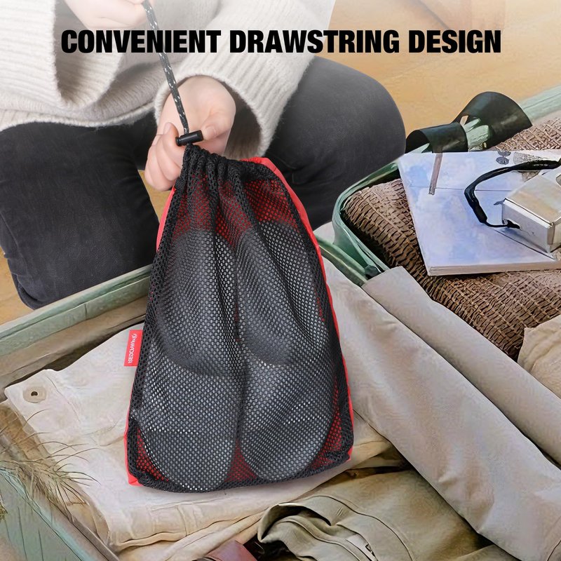 REDCAMP 5PCS Small Ditty Bags Set for Backpacking, Ultralight Nylon Mesh Drawstring Stuff Sack Assortment Storage Pouch Bags for Outdoor Camping Indoor Home, Red