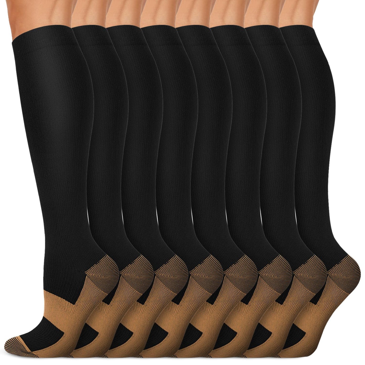 Iseasoo Copper Compression Socks For Men & Women Circulation-Best For Running Hiking Cycling 15-20 mmHg
