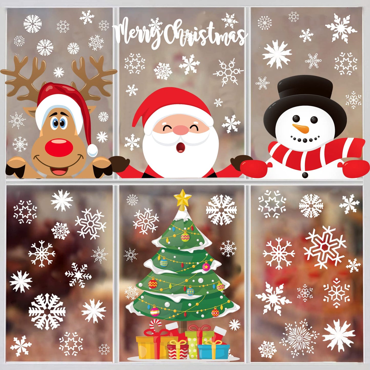 Funnlot Christmas Window Stickers 262PCS: Multicolor, Modern, Contemporary Vinyl Stickers for Windows, Glass, Cars & More