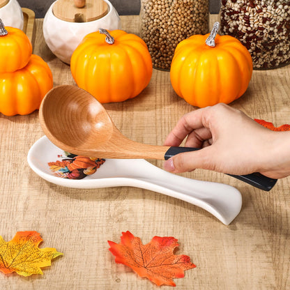 Pumpkin Spoon Rest Holder for Stove Top Fall Halloween Thanksgiving Ceramic Utensil Spoon Holder Decoration for Autumn Kitchen Accessories Christmas Housewarming Gift Funny Decoration for Coffee Bar
