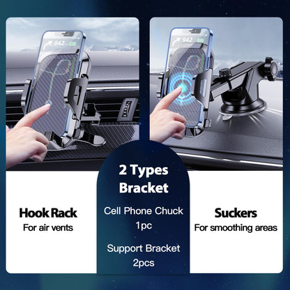 3-in-1 Car Phone Holder Mount Powerful Suction Phone Mount for Car Dashboard Air Vent Windshield,for All iPhone Android Phone (Black)