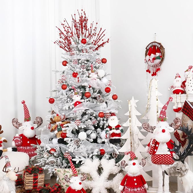 SY Super Bang 30PCS Red Christmas Ornaments Set, 60MM/2.36" Clear Plastic Shatterproof Ball Ornaments for Christmas Tree Hanging Decorations, for Home Holiday Party Xmas Decor.
