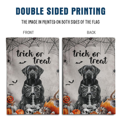 Halloween Black Lab Garden Flag Trick or Treat Yard Flag Ghost Labrador Dog Garden Flags for Outside 12x18 Double Sided Mini Skeleton Halloween Decor Outdoor Lawn Welcome Flag