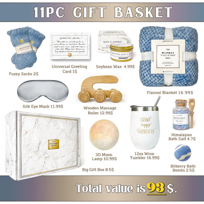 Gift Baskets for Women,11PC Care Package,Think of You, surgery recovery gifts for women,Get Well Soon After Surgery,Birthday Gifts,Thank You,Sympathy Gift Baskets for Women