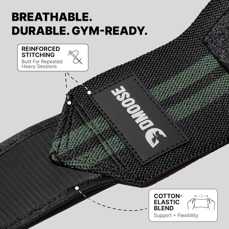 DMoose Fitness Elbow Wraps - Adjustable 40'' Compression Sleeves for Weightlifting, Joint Support & Tendonitis Relief | Pair