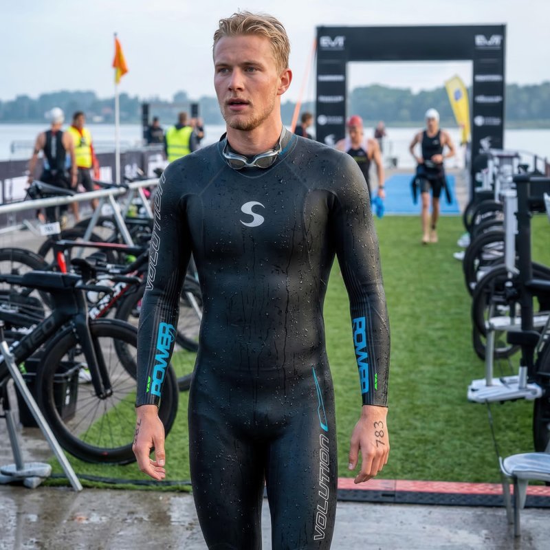 Synergy Triathlon Wetsuit 3/2mm - Volution Full Sleeve Smoothskin Neoprene for Open Water Swimming (Men 25, Men's L1)