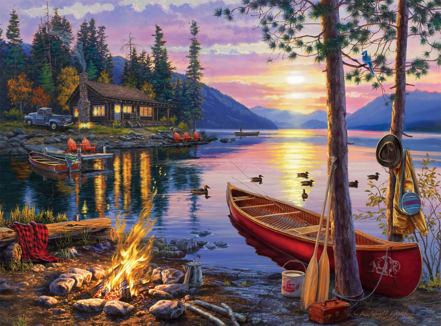 Buffalo Games - Darrell Bush - Canoe Lake - 1000 Piece Jigsaw Puzzle For Adults - Challenging Puzzle Perfect for Game Nights - Finished Size Is 26.75 x 19.75