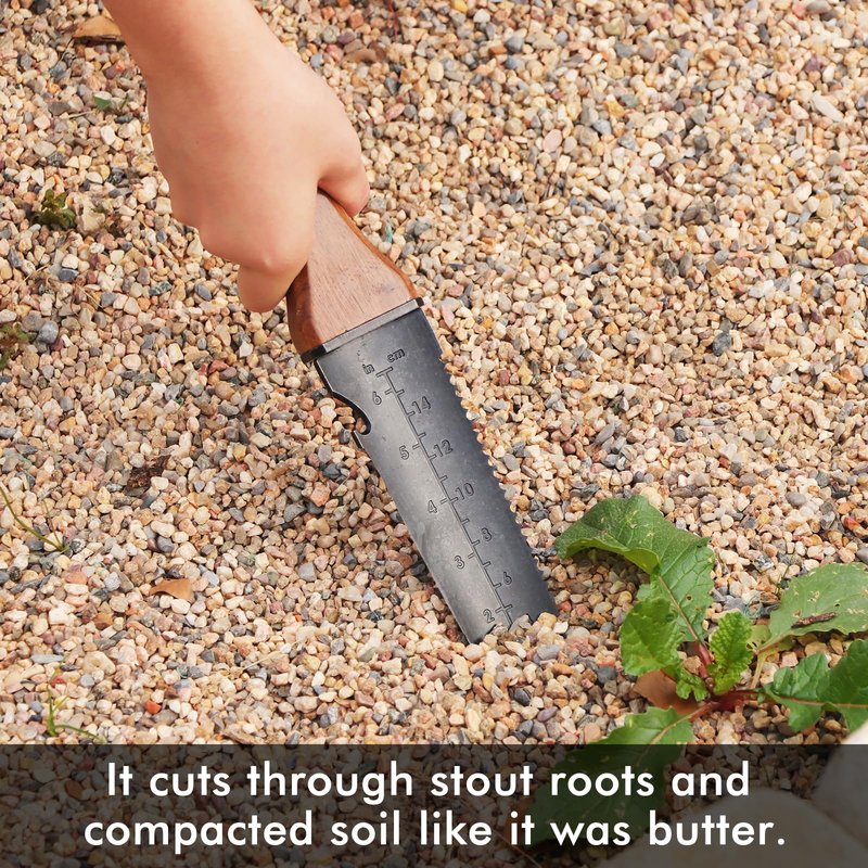 Restmo Professional Hori Hori Garden Knife with Sheath, Heavy Duty High-Strength Stainless Steel Dual-Edge with Depth Gauge, Full-Tang Design & Ergonomic Walnut Handle for Gardening & Farming