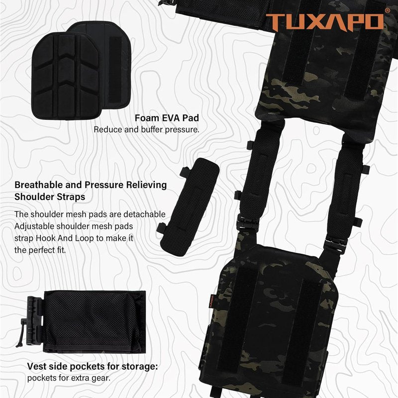 Tactical Molle Vest - Lightweight Modular Design with Quick Release | Adjustable Fit for All Sizes