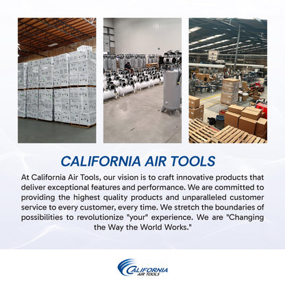 California Air Tools CAT-1P1060S Light & Quiet Portable Air Compressor, Lightweight, Ultra Quiet, Oil-Free, 1 Gallon Steel Tank, .6 HP, 56 dBA Noise Level, Silver