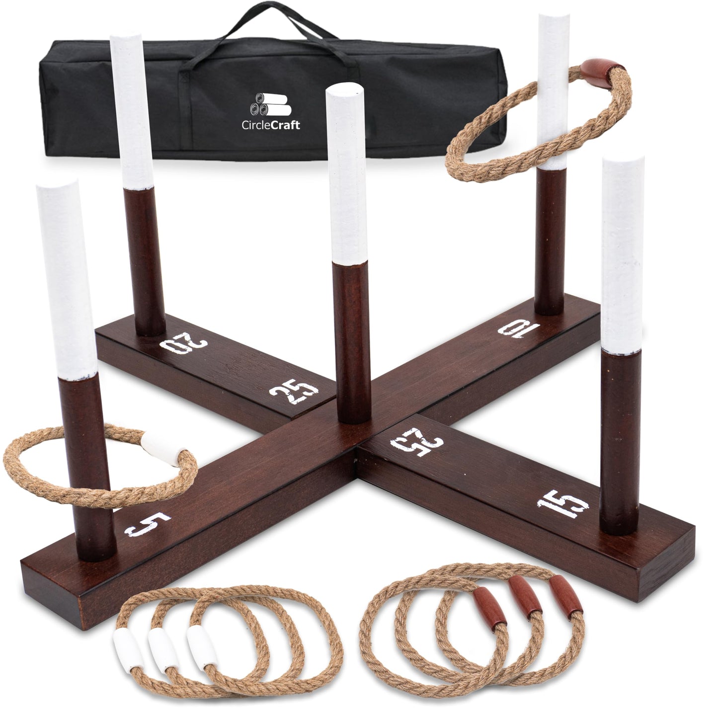 Outdoor Ring Toss Game for Adults - Perfect Lawn and Backyard Game for Adults and Family - Outdoor Yard Games for Fun Activities on Easter and Festivals - Wooden Ring Toss with Carrying Case