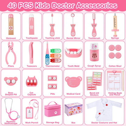 Ophy Doctors Set for Kids, 40-Piece Kids Doctors Sets for 3+ Year Old Boys and Girls Pretend Medical Playset with High simulation Stethoscope Educational Toys Dentist Toys Gifts for 3+ Toddler