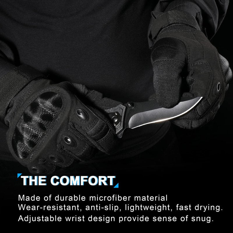 WTACTFUL Touchscreen Motorcycle Tactical Gloves for Men for Airsoft Paintball Cycling Motorbike MTB Bike ATV Hunting Hiking Riding Work Outdoor Sport Work Gloves Black Small