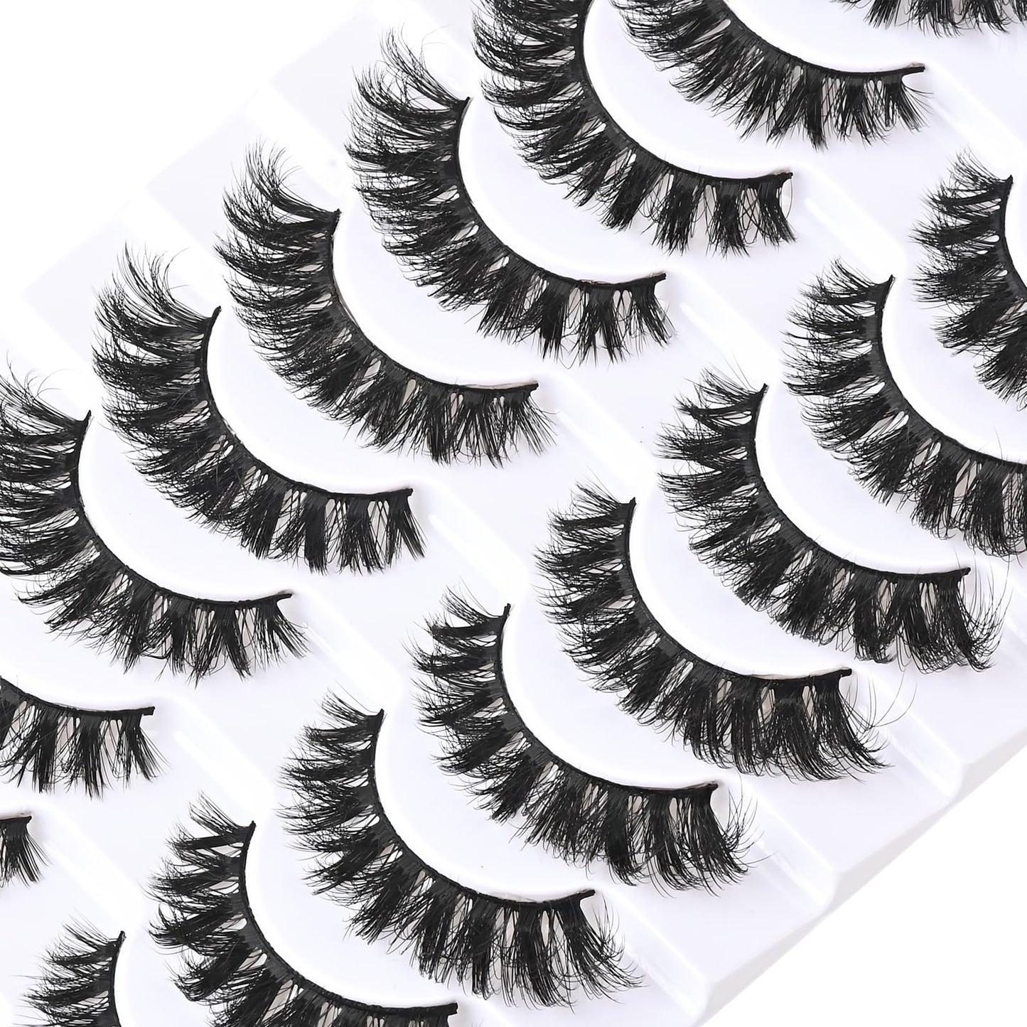 FARRED Mink Lashes Short Fluffy Eyelashes Wispy Natural Eyelash Pack Full Volume Lash Strips 10 Pairs Wispies Fake Strip Lashes Natural Look False Eye Lash Russian Looking for Everyday Makeup