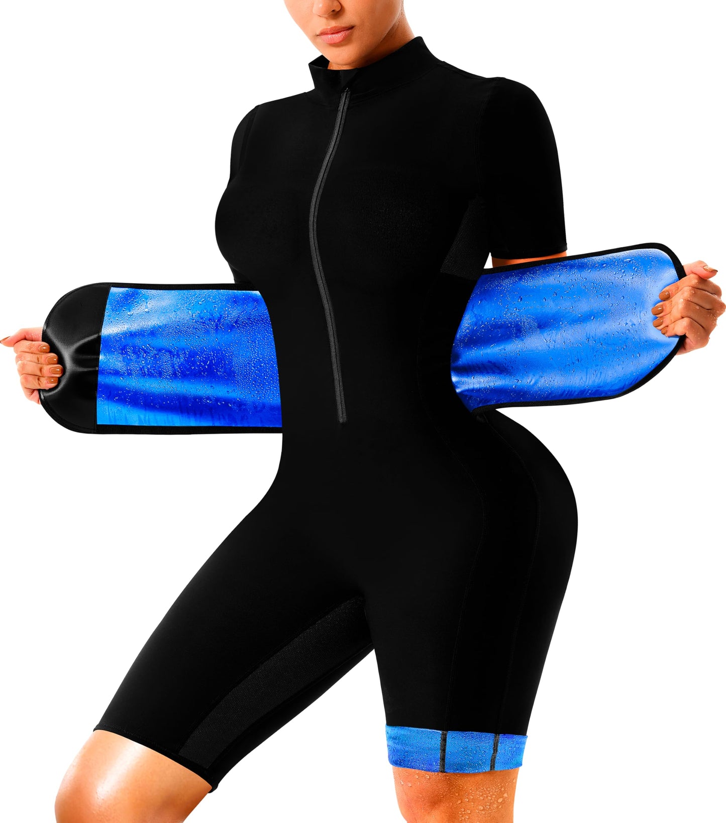LMCOB Sauna Suit For Women Waist Trainers For Women Belly Fat Full Body Jumpsuit Adjust Waist Breathable Underarm(LYBH70017-01-M)