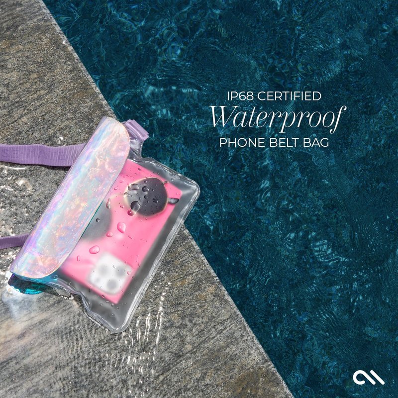Case-Mate Soap Bubble IP68 Waterproof Phone Pouch/Case with Triple Seal Protection, Adjustable Strap - Waterproof Fanny Pack for iPhone 17 Pro Max/iPhone 16 Pro Max/15/14/S26/S25/Pixel 10 - Iridescent