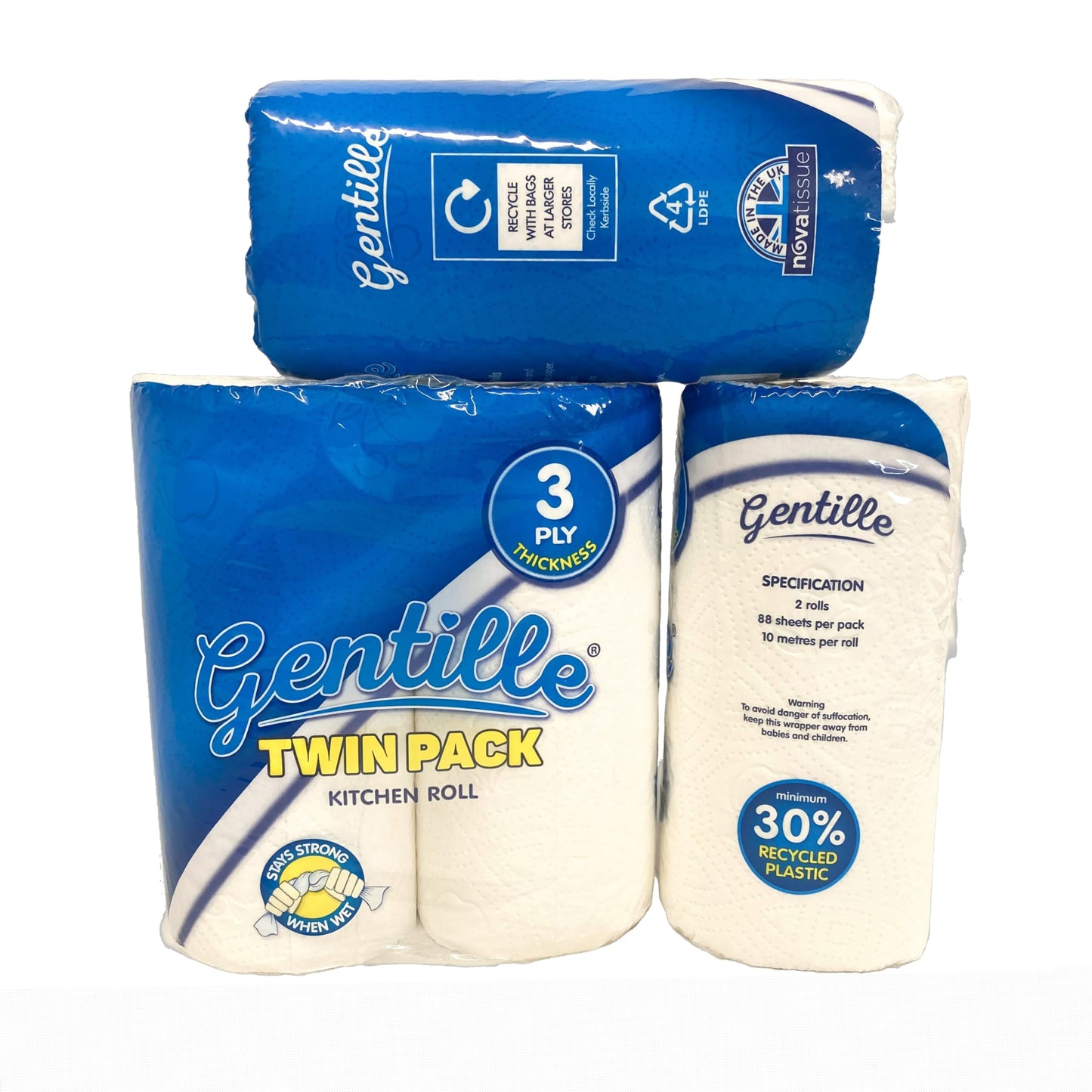 Gentille Twin Kitchen Roll | 3 Ply Thickness | Thick, Strong, Absorbent Paper | UK Made (24)