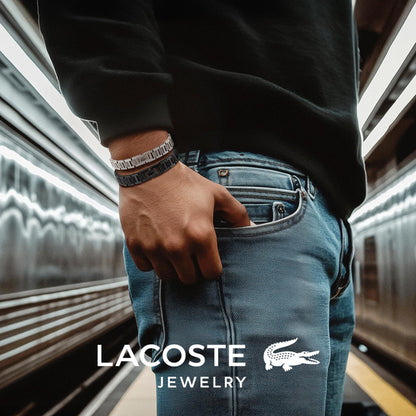 Lacoste Men's METROPOLE Collection Link Bracelet Embellished with petit piqué pattern