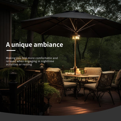 Nora·Gift Patio Umbrella Light with LED Edison Bulbs, Battery Operation Cordless-Outdoor Umbrella Pole Lights with 2 Lighting Modes for Garden，Patio, Backyard, Camping or BBQ - Brown(1 Pack)