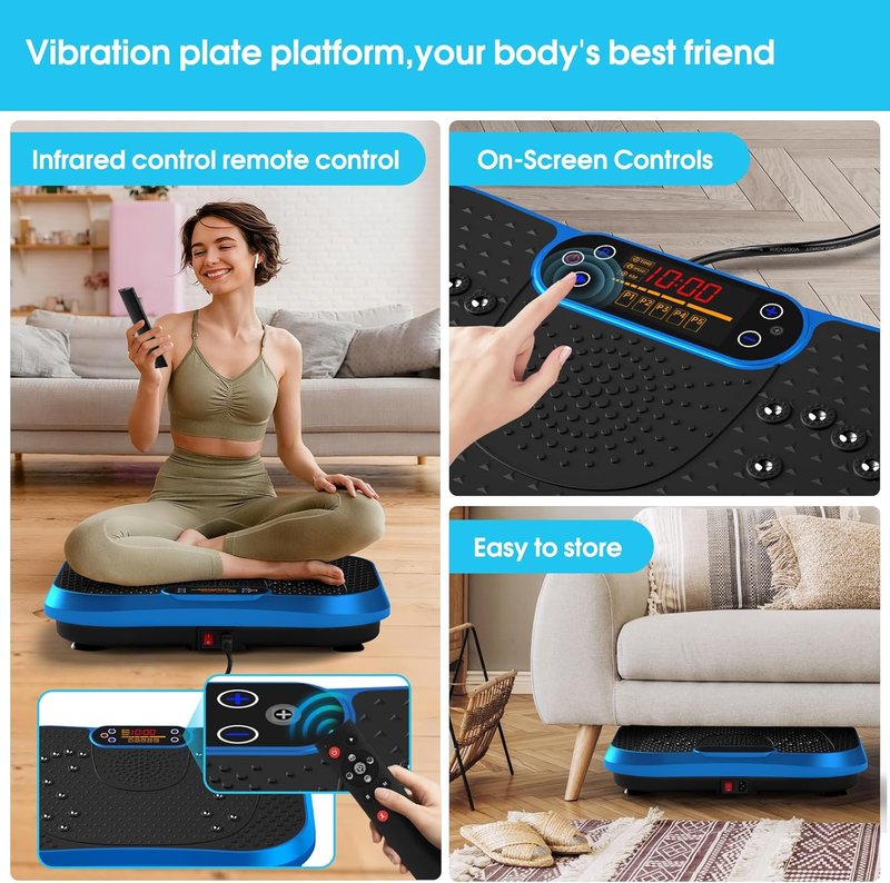 Waver Vibration Plate Exercise Machine - Lymphatic Drainage & Weight Loss | 120 Speed Levels, Full-Body Workout with Resistance Bands