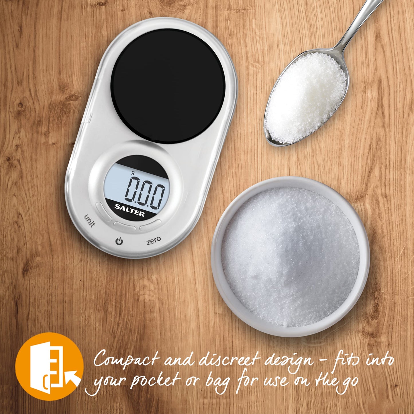 Salter 1260 SVDRA Precision Electronic Scale – Micro Pocket Digital Scales, 500g Capacity, In 0.05g Increments, Neat Storage, Large LCD Display, Compact, Discreet Design, For Jewellery, Spices, Coins