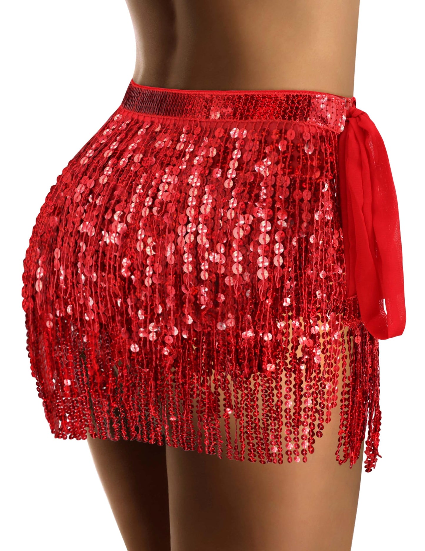 Sequin Skirts Red Sparkly Skirt Red Sparkle Skirt for Women Glitter Skirts Devil Costume Halloween Rave Outfit for Women