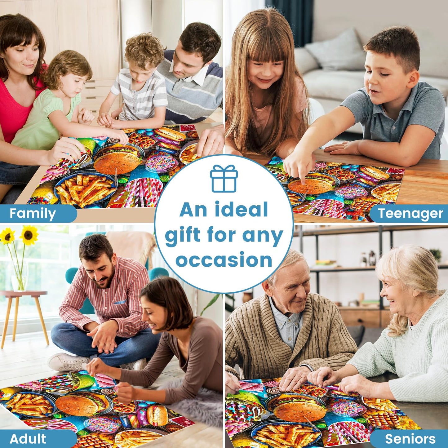 500 Piece Puzzle for Adults, Hamburger Jigsaw Puzzles, Youths Favorite Foods Puzzles 500 Pieces, Birthday and Barious Holiday Party for Family Kids and Adults, Funny Puzzle for Adults, 20.5x15 in