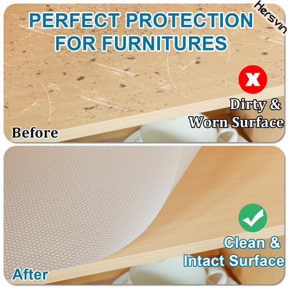 Hersvin Shelf Liners, 12in x 20ft Kitchen Drawer Mats, Non-Adhesive EVA Cupboard Protector, Cabinet Lining, Refrigerator Liner (Clear Dot)