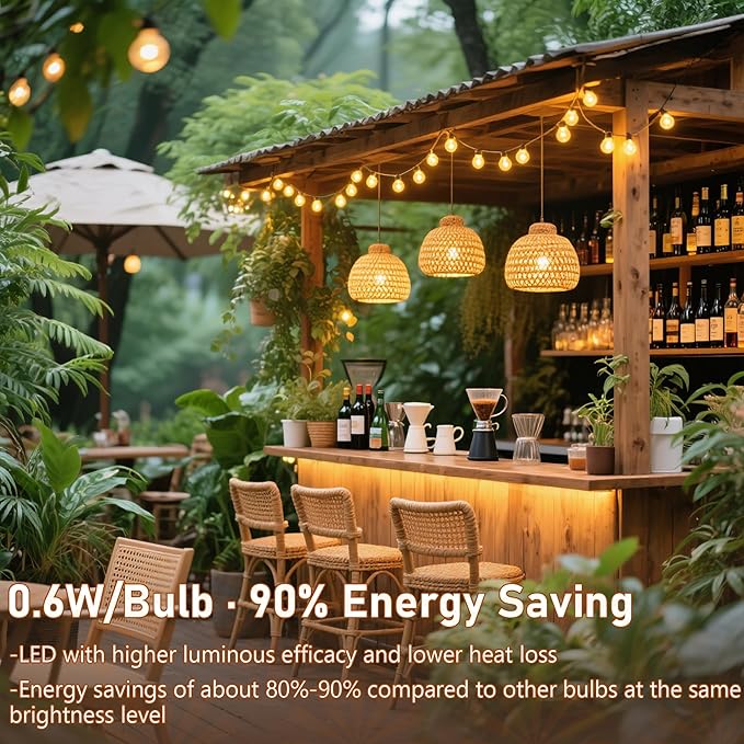 100Ft LED G40 Globe Outdoor String Lights Waterproof Patio Lights with 52 Shatterproof Warm White Bulbs(2 Spare), Hanging Outdoor Light for Backyard Balcony Wedding Christmas Party Decorations, Black