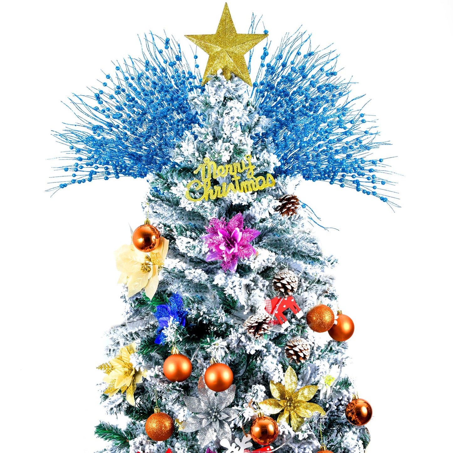 Losris Christmas Artificial Glitter Berry Stem Decorations Decorative Bead Sticks Xmas Picks Glittery Twigs Branches for Christmas Tree Wreath Gift Vase Decor Party Ornaments White 24 PCS