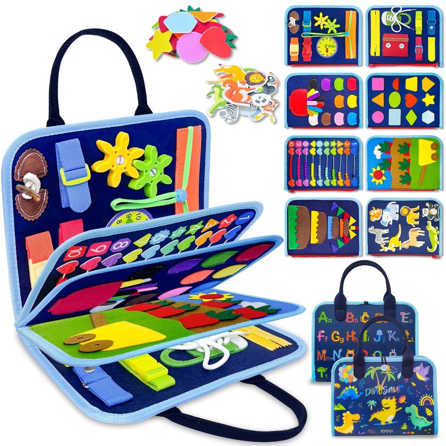 Exorany Busy Board Montessori Toys for Toddler Boy Birthday Gifts, Busy Book Sensory Learning Toys for Toddlers, Toddler Boy Airplane Car Travel Toy Educational Activities