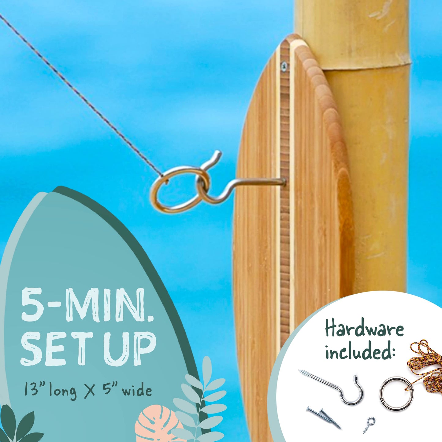 Tiki Toss Ring Toss Game for Adults - 12.3 Inch Surfboard Edition - Hook and Ring Game for Outdoor & Indoor Use, Gift for Husband, dad, College Boys