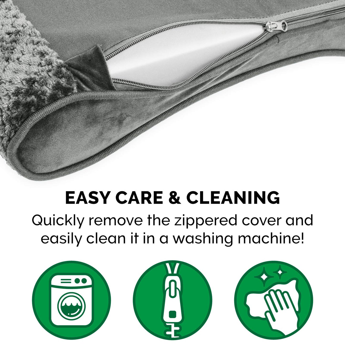 Furhaven Pet Dog Bed - Cooling Gel Foam Minky Plush and Velvet Ergonomic Luxe Lounger Cradle Mattress Contour Pet Bed with Removable Cover for Dogs and Cats, Gray, Large