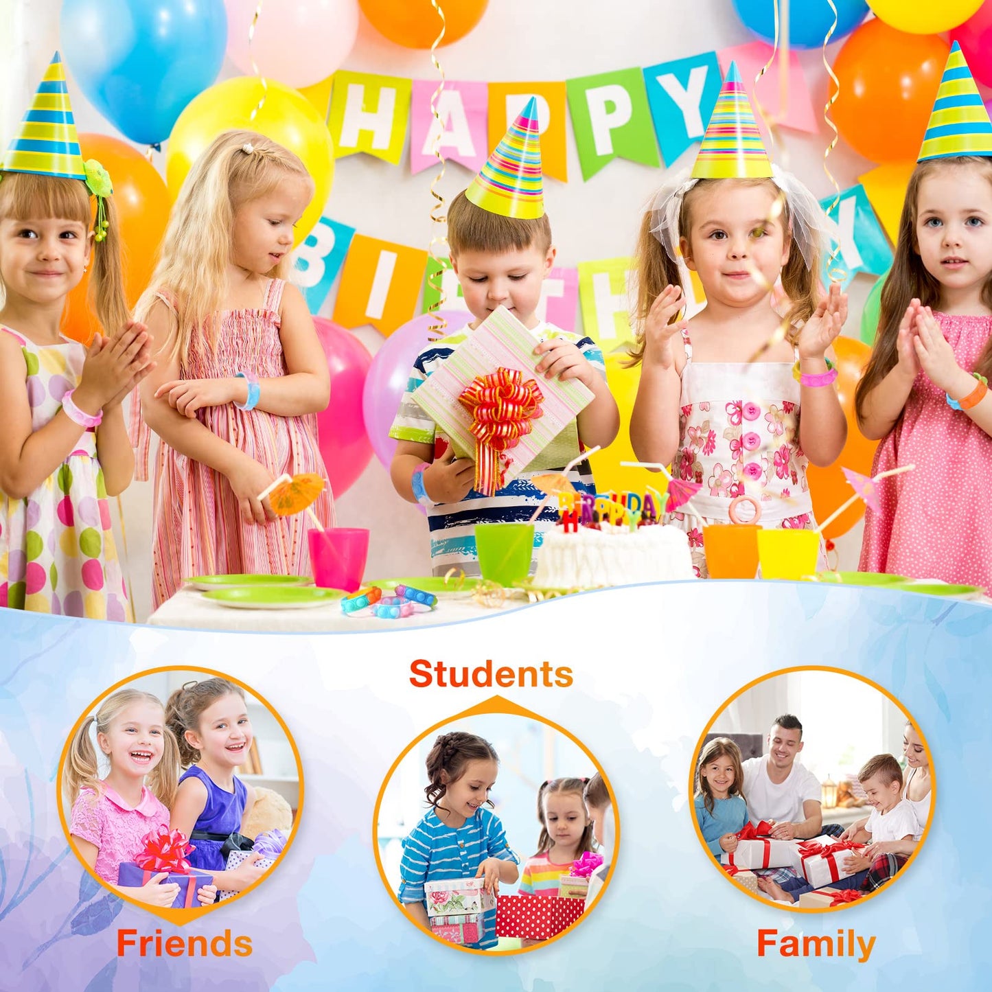 Kids Party Favors Pop Fidget Toys Bulk Its 24 Packs Fidget Bracelet It Birthday Party Favors for Halloween Goodie Bags Stuffers for Kids Classroom Prizes Poppers Student Gifts Girls Boys Trinkets