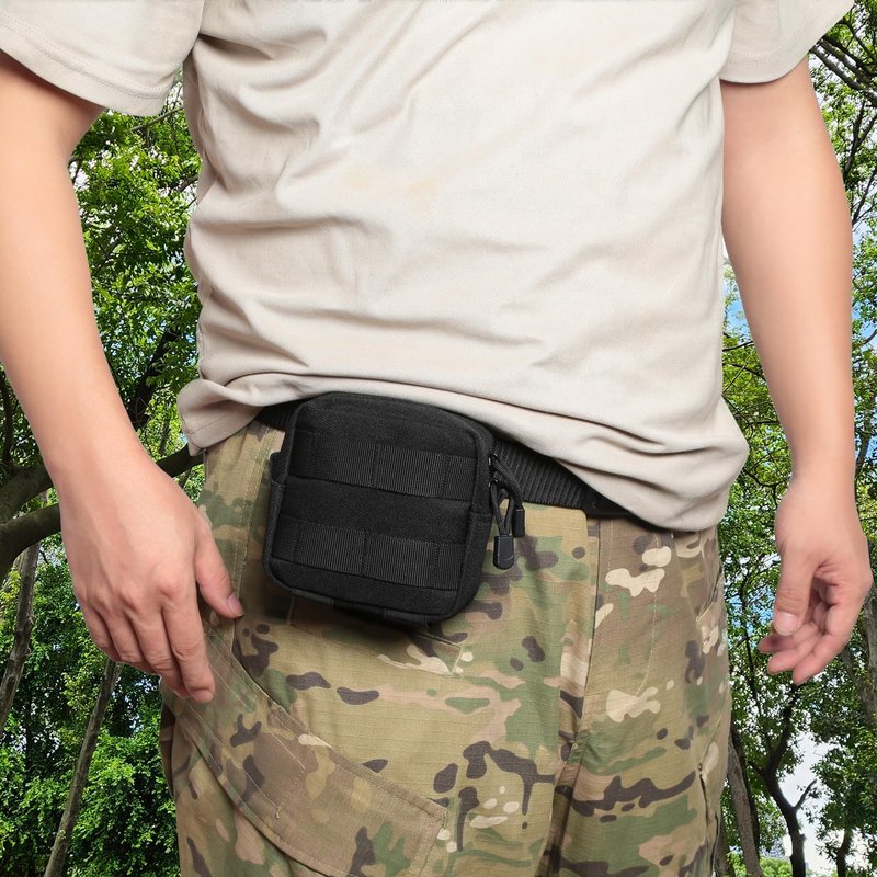 Mini Tactical Molle Compact Ammo Pouch - 2 Pack Small Utility EDC Tool Waist Belt Pouches