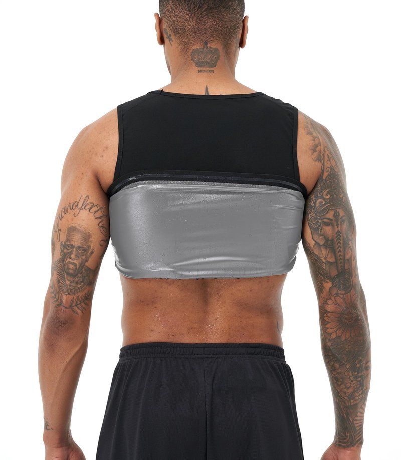 BODYSUNER Sauna Sweat Vest Workout Tank Top Waist Trainer for Men Compression Workout Enhancing Vest (Sliver, LXL)