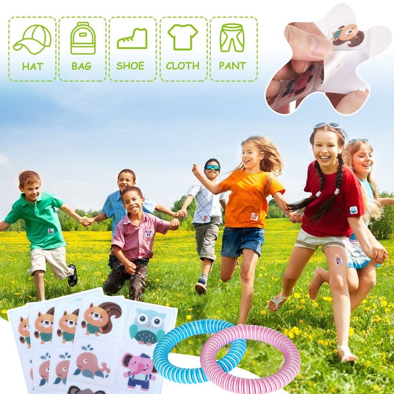 BuggyBands 120 Pack Mosquito Patches Stickers for Kids & Adult, Resealable Stickers with 2 Pack Mosquito Bracelet, Mosquito Stickers for Indoor Outdoor Camping & Travel Summer Camp Essentials