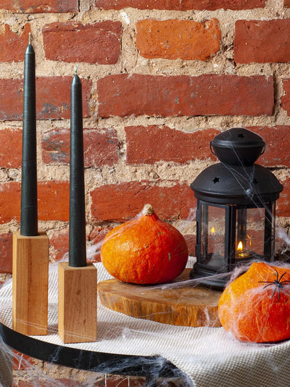 CANDWAX 10 inch Taper Black Candles Set of 4 — Dripless Tall Unscented Black Tapered Candle Sticks — Perfect for Household Decor, Dinner Centerpiece or Halloween Décor