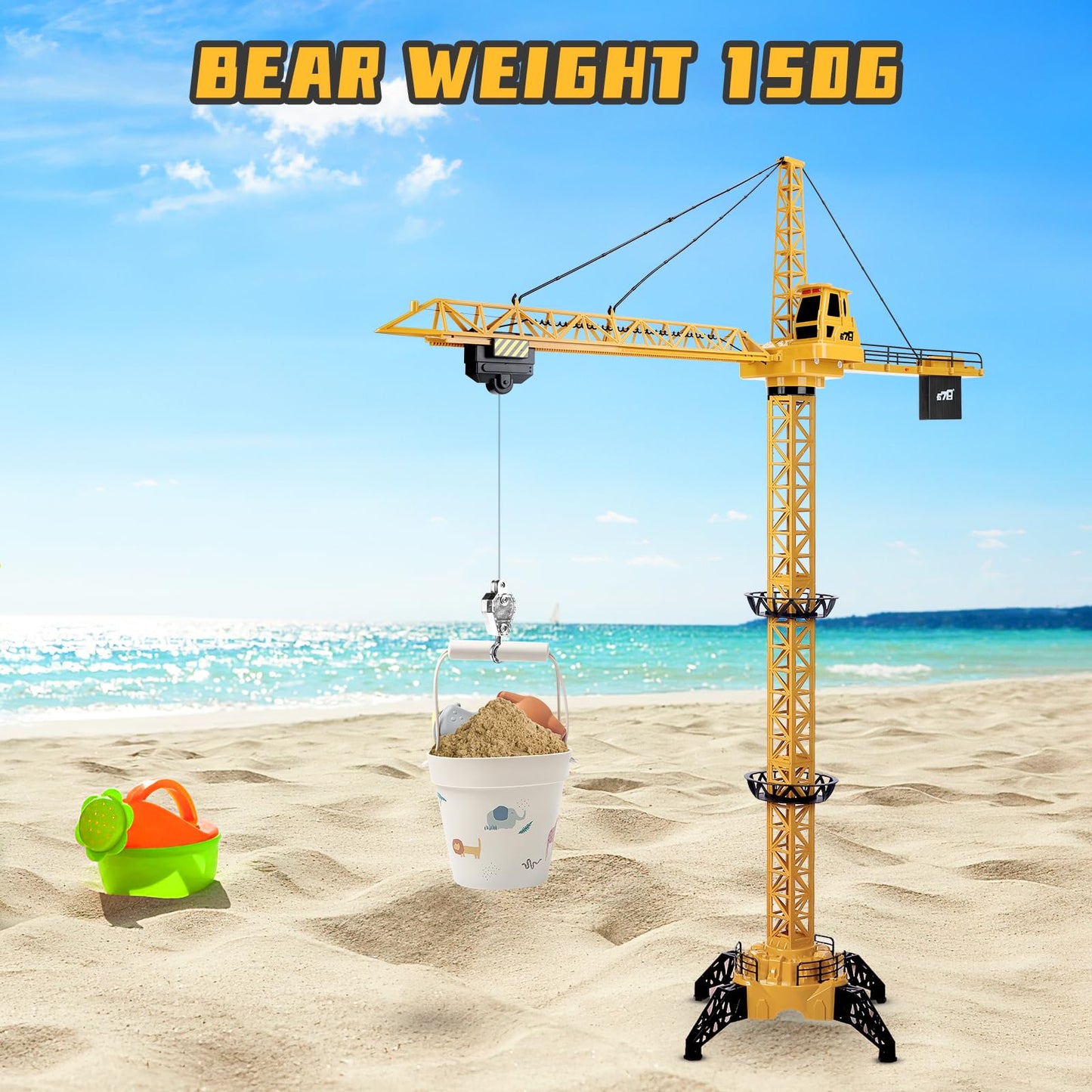 deAO Remote Control Crane Toy for Kids, 2.4G RC Construction Vehicle with Sound and Lights, Electric Crane Tower Toy with 680° Rotation & Adjustable Height for Boys Girls Ages 3+