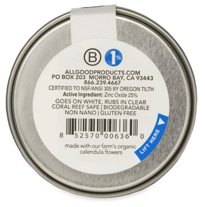 All Good Sunscreen - Zinc Oxide Sunscreen - Travel Size SPF 50+, Water Resistant for Face, Nose, Ears 1 oz (2-pack)