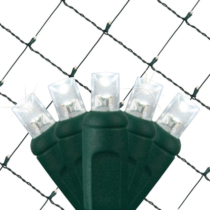 Wintergreen Lighting 100 5mm Cool White Twinkle LED Net Lights, 4 x 6 ft Green Wire Indoor/Outdoor Commercial Grade Holiday Hedge, Bush & Outdoor Christmas Décor