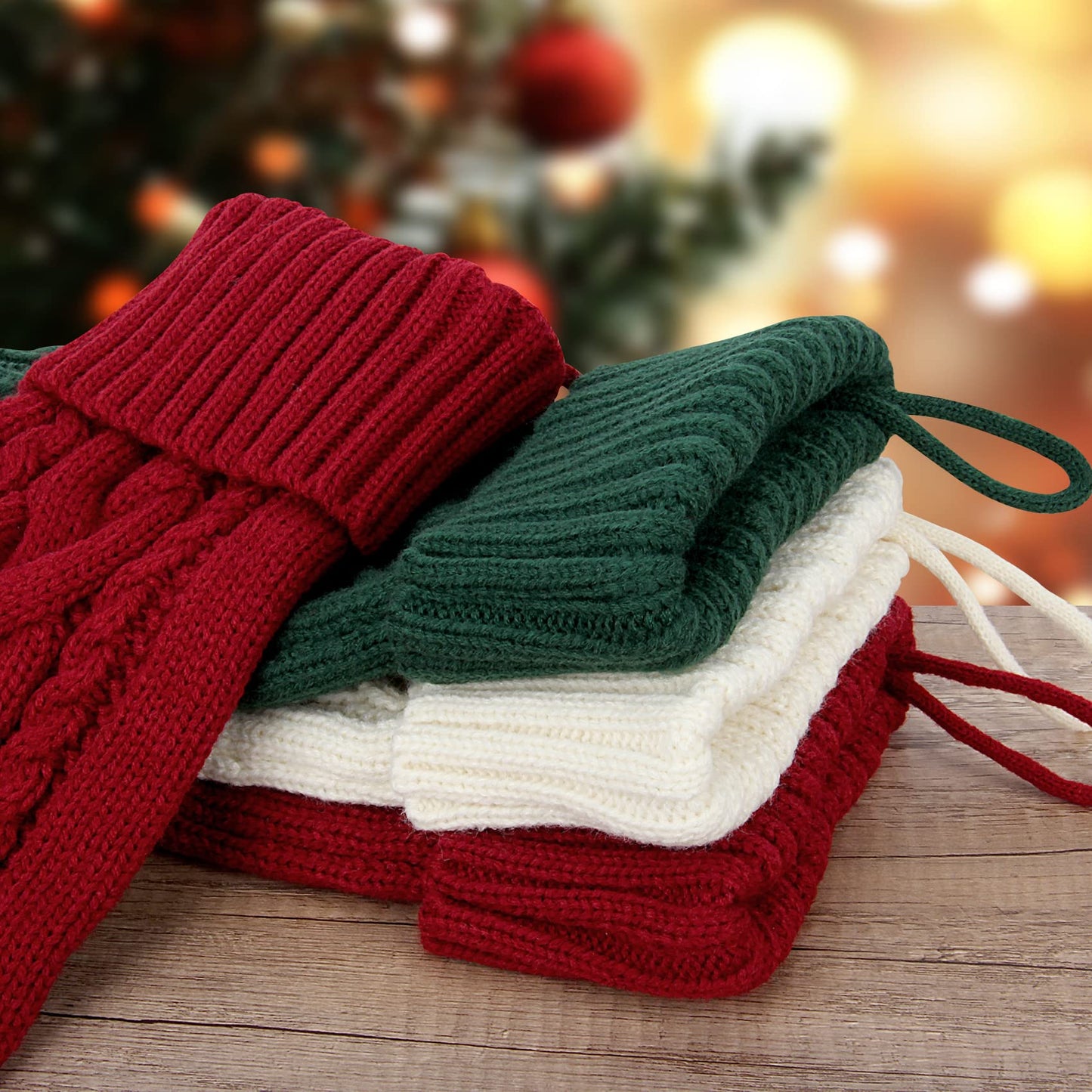 KaKaPops Christmas Stockings, 18 Inches Knit Christmas Stockings Xmas Hanging Stockings for Family Christmas Decorations
