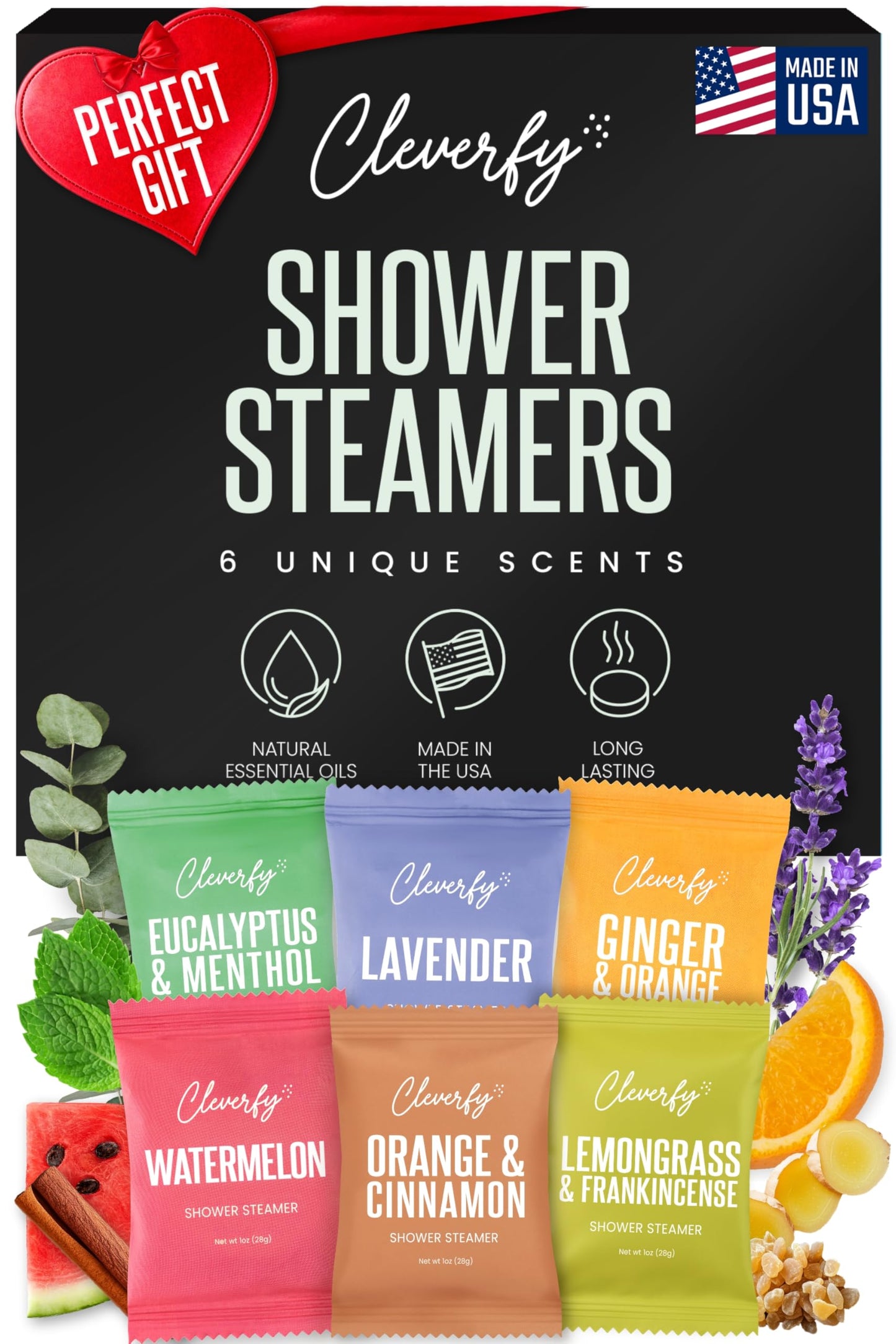 Cleverfy Shower Steamers Aromatherapy - Valentines Day Gifts for Her, Him, Women, Daughter, Mom, Girlfriend, Wife, Teen Girls and Boys - Valentines Gifts for Her, Him, Women and Men - 6 Tablets