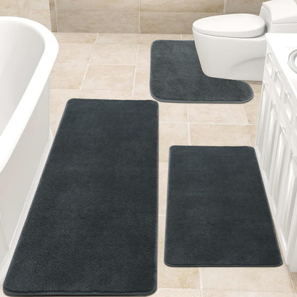 Rururug Extra Large Bath Mat Microfiber Bath Mats for Bathroom Ultra Soft Absorbent Bathroom Rugs Non-slip Anti Mould Bathroom Mat, Machine Washable (Grey, 50 x 120 cm)