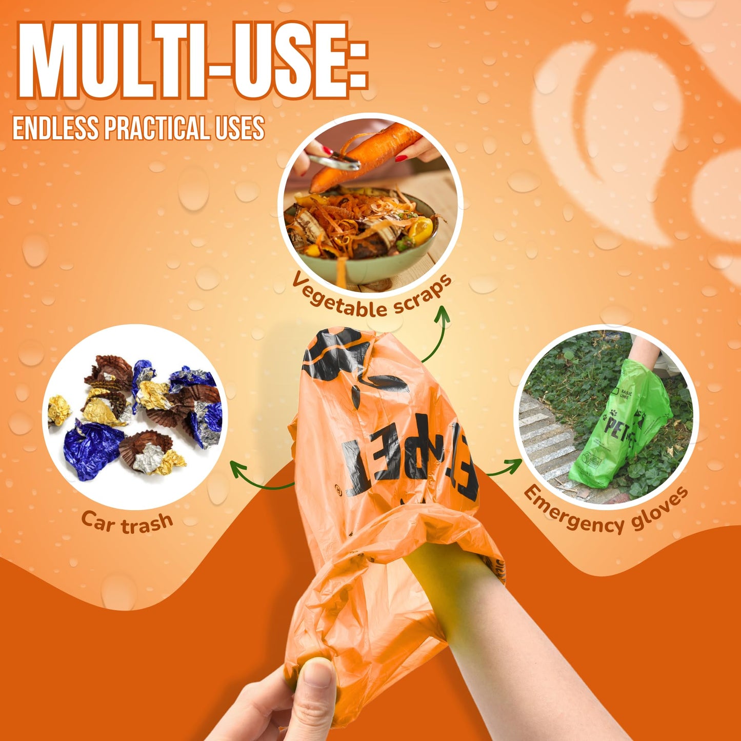 PET N PET 1080 Count Biodegradable Poo Bags Dogs USDA Certified 41 percent Biobased 72 Thick Dog Poop Bags Rolls 9x13 Leak-Proof Orange Unscented