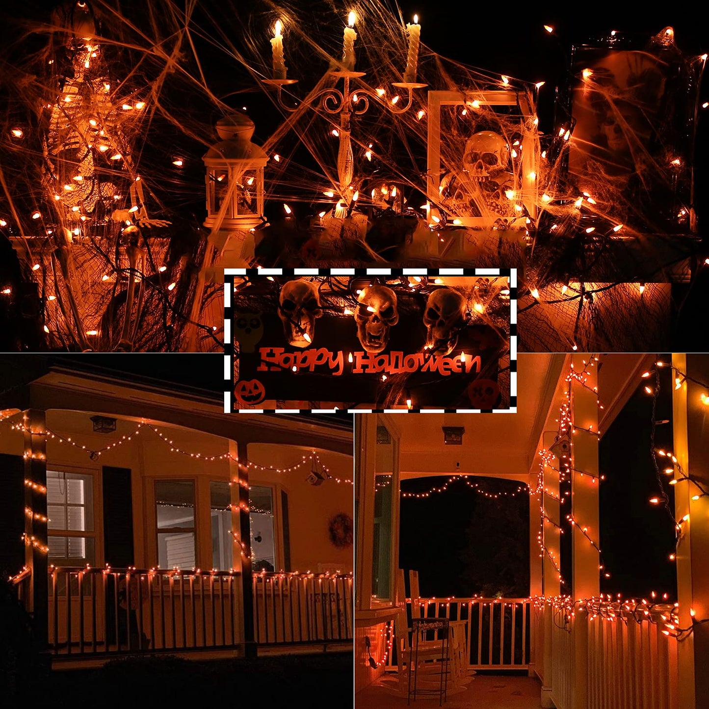 Toodour Orange Halloween Lights, 25ft 100 Count Incandescent Halloween String Lights, UL Certified Connectable Mini Bulbs Orange String Light for Home, Garden, Porch, Party, Indoor Decorations