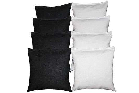 BackYardGamesUSA Set of 8 Cornhole Bags Pick Your 2 Colors! Regulation Size Handmade! (Black/White)