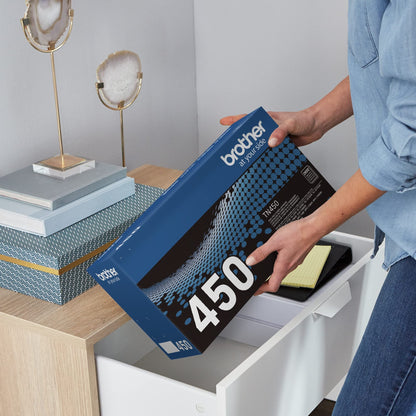 Brother Genuine High Yield Toner Cartridge, TN450, Replacement Black Toner, Page Yield Up To 2,600 Pages